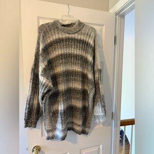 Striped Gray and Black Sweater Dress